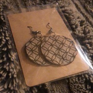 Homemade wooden earrings in black